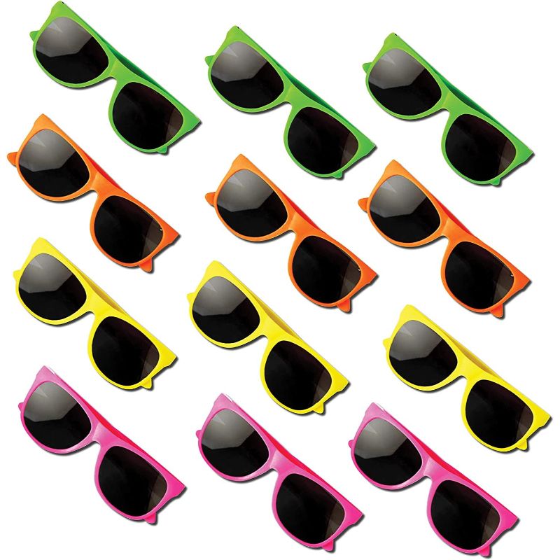 Photo 1 of Neliblu Kids Sunglasses Party Favors 80’s Style Sun Glasses for Beach and Pool Parties Breathtaking Colors