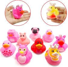 Photo 1 of 27 PCS Valentines Day Gifts Pink Rubber Ducks Baby Showers Accessories Mini Duckies Bath Toys Jeep Ducks Decorations for Kids Girls Boys Valentines Party Favors (Valentine's)