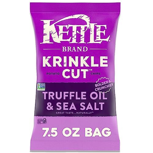 Photo 1 of 12pcs exp 05/2024   Kettle Brand Potato Chips, Krinkle Cut Truffle and Sea Salt, 7.5 Oz
