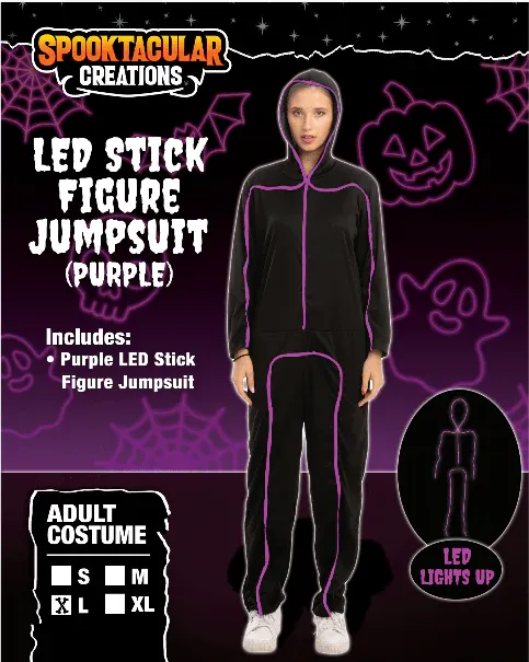 Photo 1 of Size M--Purple LED Stick Figure Costume LED Stickman Costume - Adult
