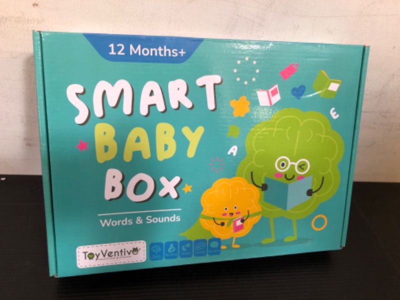 Photo 2 of TOYVENTIVE Smart Baby Box for Boy - Educational Developmental Learning Toys 1 + Year Old, Montessori Toddler Busy Book, Flash Cards, Board Books, First Birthday Gifts Boys Blue Box