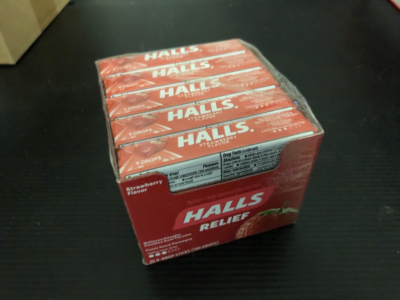 Photo 2 of HALLS Cough Drops, (Strawberry, 9 Drops, 20-Pack)---exp date 06/2025 