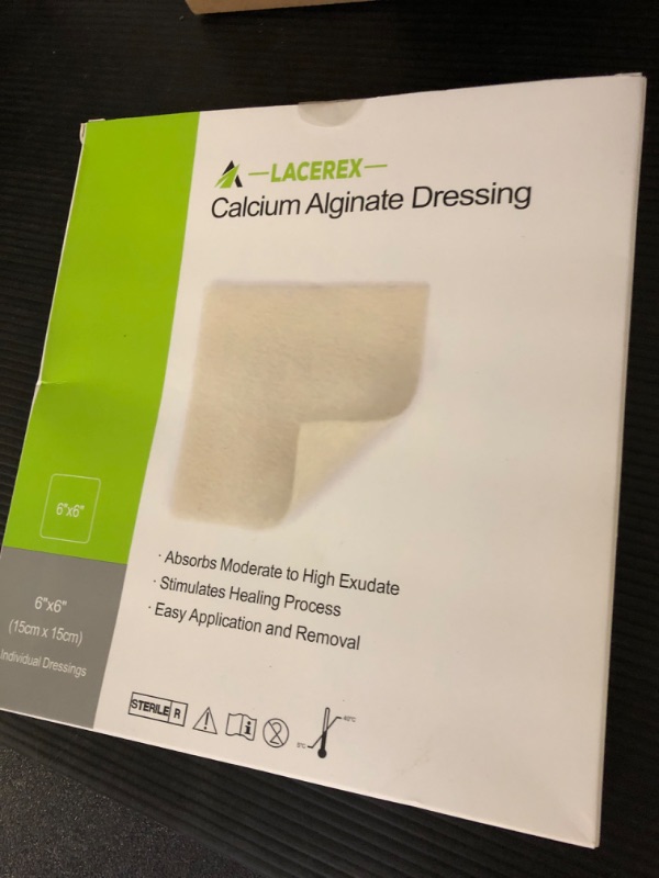 Photo 2 of AWD Medical Calcium Alginate Wound Dressing - Highly Absorbent Gauze Pads and Wound Care Products, Quick Clotting Gauze Home & Professional Use, Medical Supplies for Wound Care - (6" x 6" Pads 5/Bx) 6"x6"