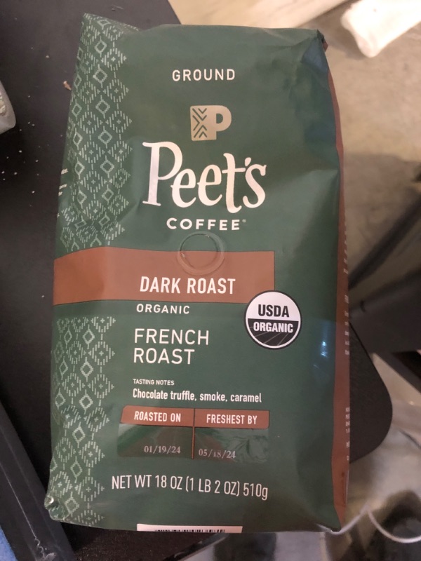 Photo 2 of Peet's Coffee Organic French Roast, Dark Roast Ground Coffee, 18 oz Bag