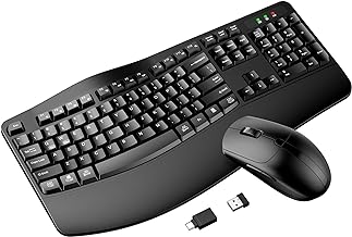 Photo 1 of Wireless Keyboard and Mouse, Wireless Ergonomic Keyboard and mousewith Wrist Rest and 3 Level DPI Adjustable Wireless Mouse for Windows/MacOS, Desktops/Laptops https://a.co/d/65Y8ZKx
