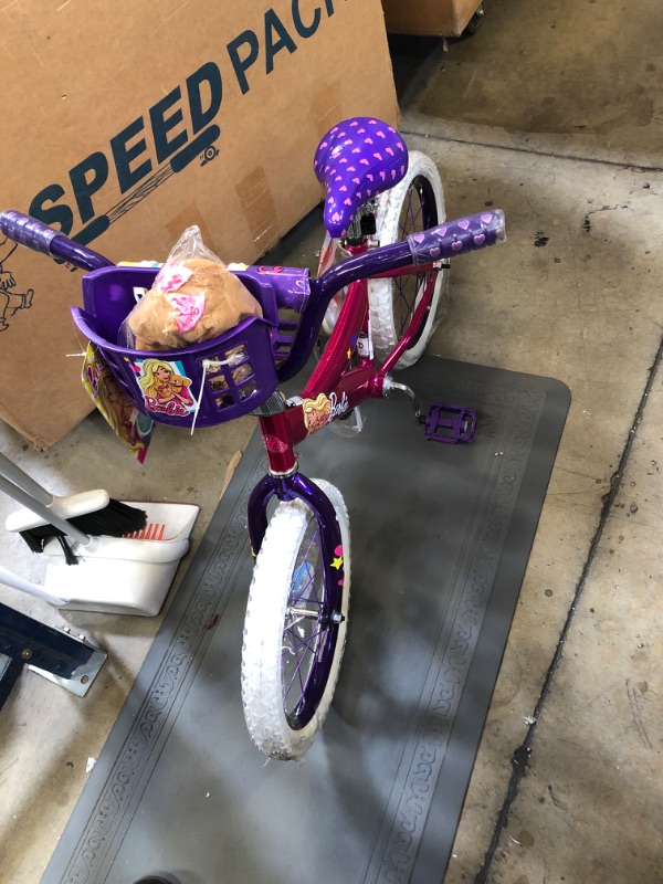 Photo 2 of MIssing 1 safety wheel Dynacraft 16" Barbie Girls' Bike with Plush Puppy, Pink