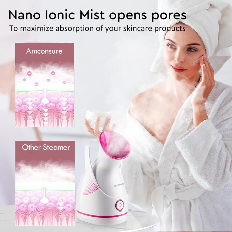 Photo 1 of Amconsure Facial Steamer - Nano Ionic Face Steamer Warm Mist Steamer for Face Home Sauna SPA