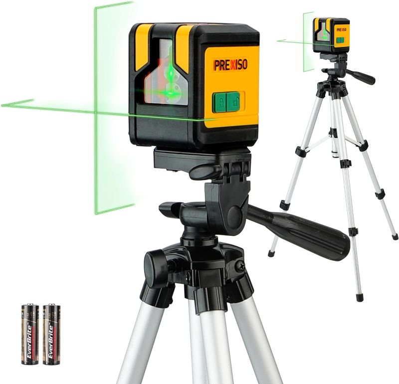 Photo 1 of PREXISO Laser Level with Tripod, 100Ft Dual Modules Self Leveling Cross Line Laser Level, Green Line leveler Tool for Floor Tile, Home Renovation, Construction