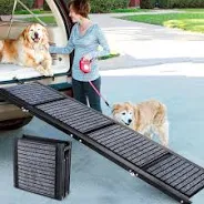 Photo 1 of Dog Ramp for Car, 63" Long & 17" Wide Folding Portable Pet Stair Ramp with Non-Slip Rug Surface, Extra Wide Dog Steps for Medium & Large Dogs Up to 250LBS Enter a Car, SUV & Truck