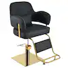 Photo 1 of Leather Swivel Barber Chairs in Black Ergonomic Armrest Salon Chair with Heavy-Duty Hydraulic Pump Adjustable