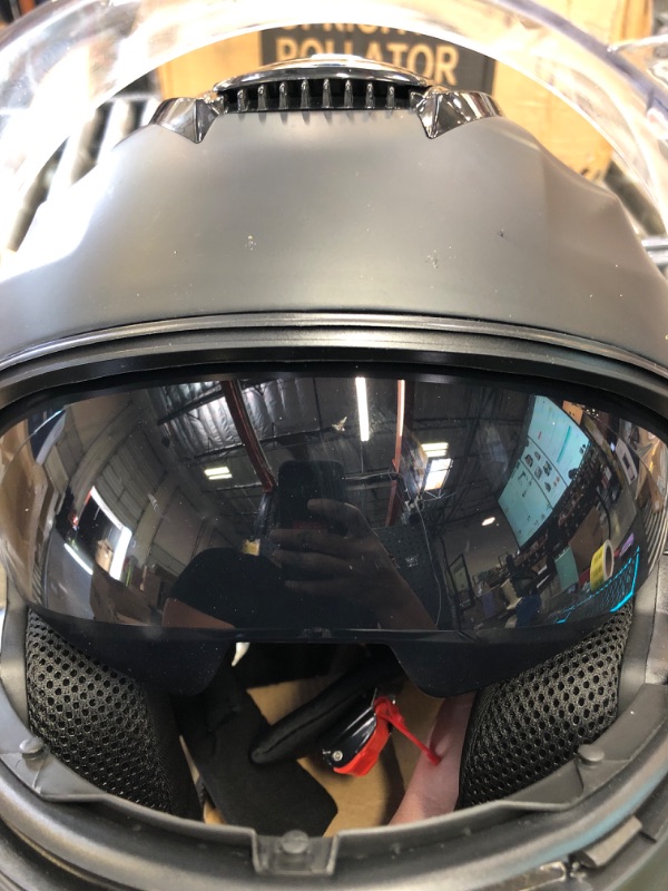 Photo 3 of Milwaukee Helmets MPH9814DOT 'Breeze' Flat Black Advanced Motorcycle Modular Helmet for Men and Women Biker w/ Drop Down Visor - X-Large X-Large Flat Black