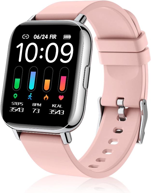 Photo 1 of Smartwatch for Men Women IP67 Waterproof, 24 Sport Modes Smartwatches, Fitness Activity Tracker, Heart Rate Sleep Monitor, Pedometer, Smart Watches for Android iOS, Light Pink