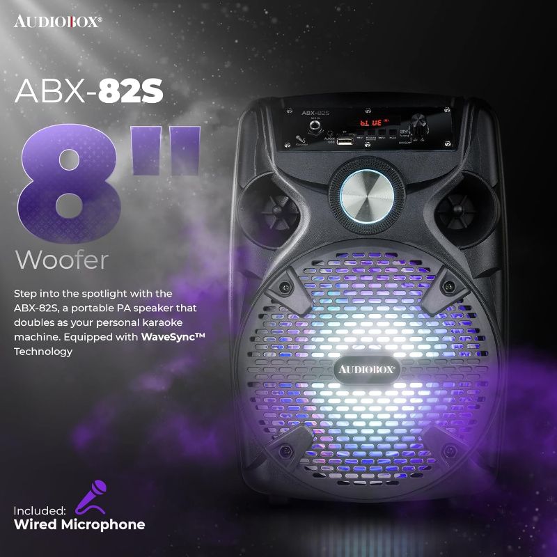 Photo 1 of Missing charger and accessories---- ABX-82S Portable 8" PA Speaker with Stand, WaveSync™ Technology, Bluetooth, LED Lights, 1100W