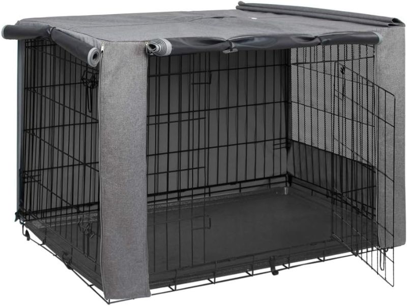 Photo 1 of HiCaptain Folding Metal Dog Crate Cover for 42 Inch Wire Pet Cage(Two-Tone Gray)