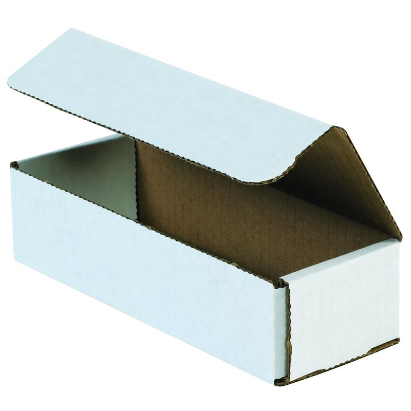 Photo 1 of BFM832 Corrugated Cardboard Mailers, 8 x 3 x 2 Inches, Tuck Top One-Piece, Die-Cut Shipping Cartons, Medium White Mailing Boxes