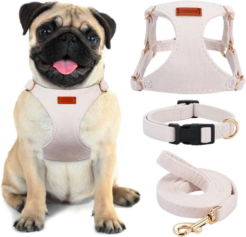 Photo 1 of No Pull Dog Harness- Lightweight, Soft, Adjustable Small Harness Collar and Leash Set, Suitable for Cats Puppy Small and Medium-Sized Dog Outdoor Training and Running (Beige, M)