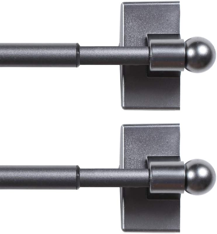 Photo 1 of H.VERSAILTEX 2 PACK Magnetic Curtain Rods for Metal Doors Top and Bottom Multi-Use Adjustable Appliances for Iron and Steel Place, Petite Ball Ends, 16 to 28 Inch, 1/2 Inch Diameter, Pewter