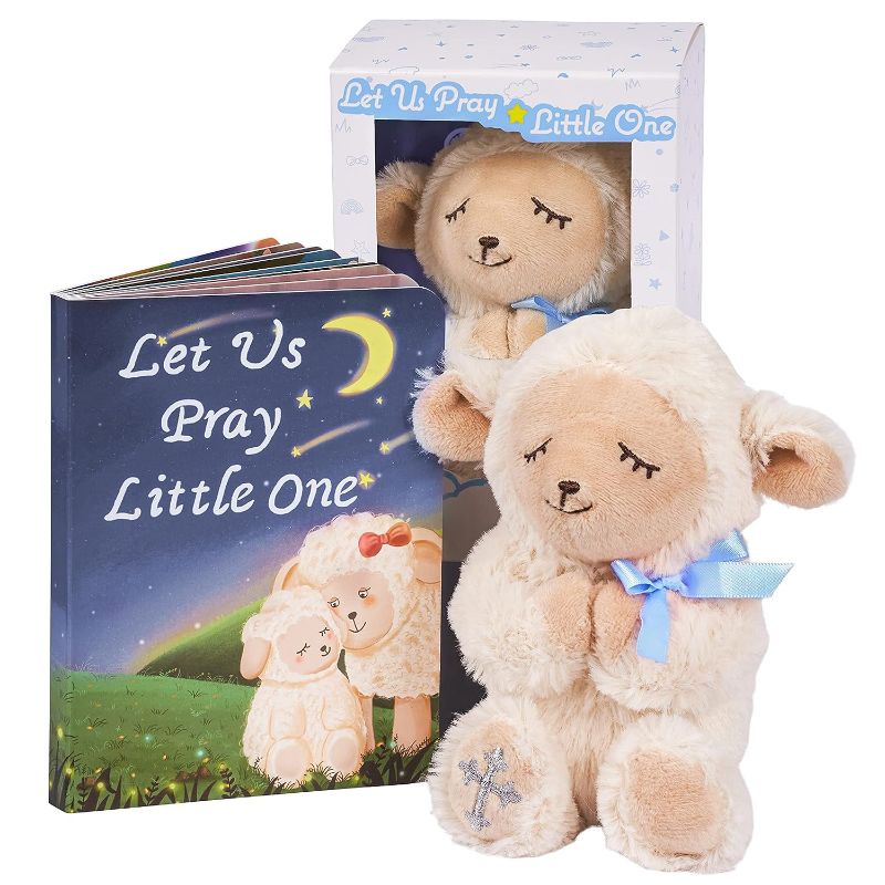 Photo 1 of Baptism Gifts for Boys, Great Christening, Dedication and Baptism Gift Set for Boys and Newborn Baby, Includes 7" Praying Lamb Plush Toy and Let Us Pray Baby Book in Keepsake Gift Box