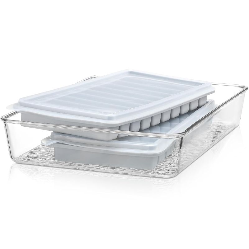 Photo 1 of 2 Pcs Breastmilk Silicone Freezer Tray with Carrier 10-1 oz Bars Breast Milk Freezer Storage Trays Freezer Molds Breast Milk Baby Food Organizer for Soup and Food Storage