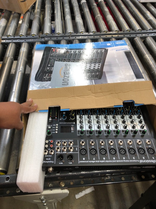 View 2 of Depusheng DT8 Professional Mixer Sound Board Console 8 Channel Desk System Interface Digital USB Computer MP3 Input 48V Phantom Power Stereo DJ Studio FX Steel Chassis,Black DT8 - 8 Channel Audio Mixer