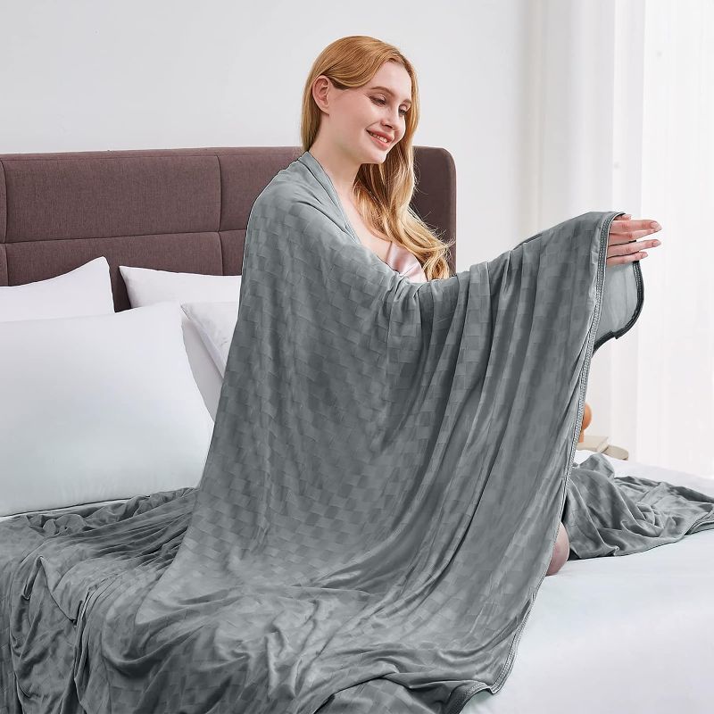 Photo 1 of Topcee Cooling Blanket, Summer Cooling Blankets for Hot Sleepers, Arc-Chill Q-Max>0.5 Cool Fiber, OEKO-TEX 100% Certified, Soft, Breathable, Double-Side Bed Throw,Keep Cool for Adults Kids 50"x70"