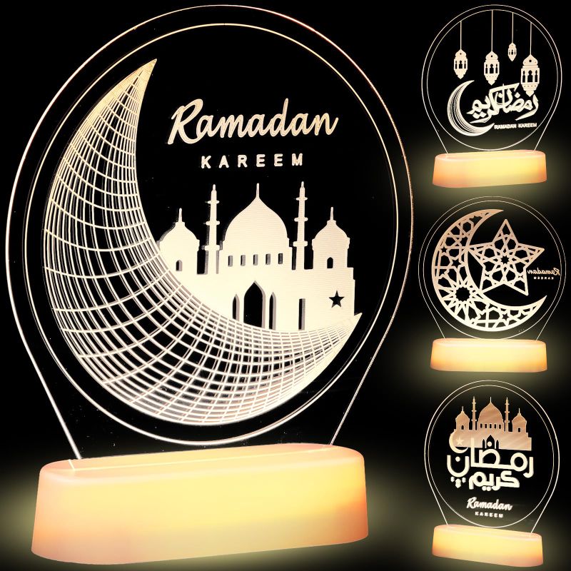 Photo 1 of 4 PIECES RAMADAN TABLE LIGHTS EID MUBARAK DECORATION FOR HOME MOON STAR CASTLE LED LIGHTS RAMADAN TABLE CENTERPIECE MUBARAK GIFT FOR MUSLIMS ISLAMIC HOLIDAY EID AL FITR PARTY SUPPLIES