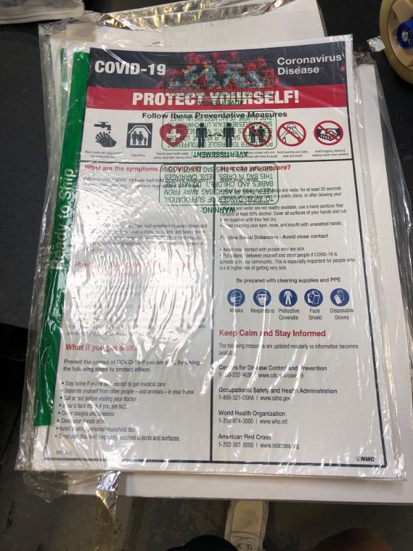 Photo 1 of NMC PST141C"PROTECT YOURSELF!" ILLNESS PREVENTION POSTER, VINYL, 18" X 12" ENGLISH 18" X 12" UNRIPPABLE VINYL