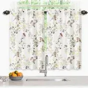 Photo 1 of CUCRAF Christmas Kitchen Curtains 45 inch Length,Short Curtains for Small Window Cafe Store Kitchen Bathroom, Farmhouse Waterproof Rod Pocket Drapes, Set of 2, 27x45 inch, Cream White 45"L x 27"W Cream White