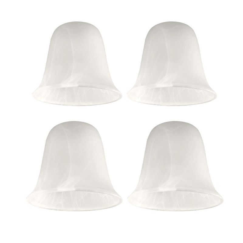 Photo 1 of GILUTA BELL SHAPED GLASS SHADE, ALABASTER GLASS SHADES REPLACEMENT FOR CEILING FAN LIGHT WALL LIGHT AND PENDANT, LIPLESS WITH 1-5/8-INCH FITTER OPENING, 4 PCS