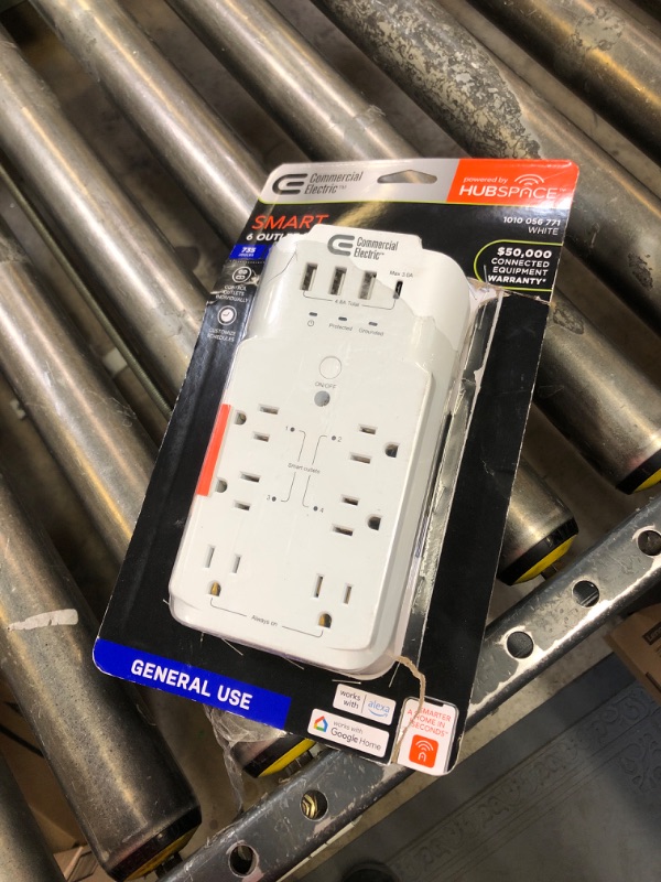 Photo 2 of 6-Outlet Smart Surge Protector with 4 USB Ports, White, Powered by Hubspace