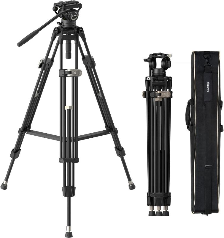 Photo 1 of SmallRig AD-80 FreeBlazer Heavy-Duty Tripod System, 75" Video Tripod with Fluid Head, One-Step Height Adjust, Dual-Mode QR Plate, Load up to 17lbs, Professional Tripod for Camera - 4163