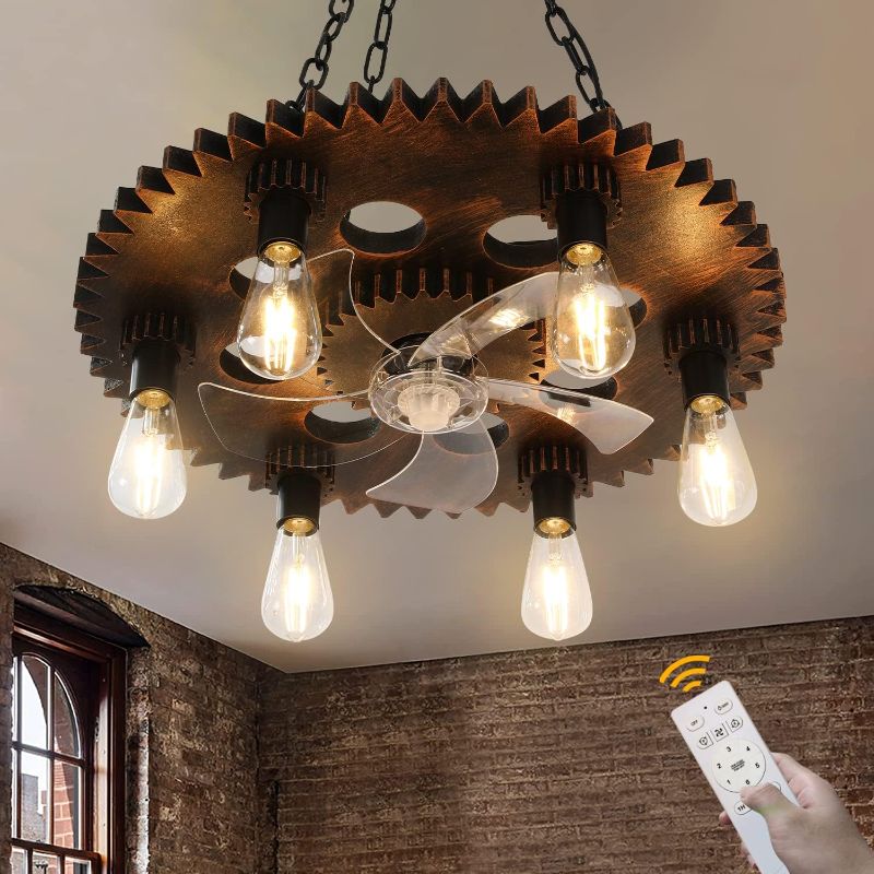 Photo 1 of 
23.6in Ceiling Fan With Light,Farmhouse Ceiling Fan With Light and Remote Control, 6 Speeds Retro Ceiling Fans With Lights for Slanted Ceilings and Living Room, Vintage Copper (6 E26 Bulb Include)
