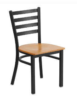 Photo 1 of Flash Furniture 2 Pk. HERCULES Series Black Ladder Back Metal Restaurant Chair - Cherry Wood Seat
