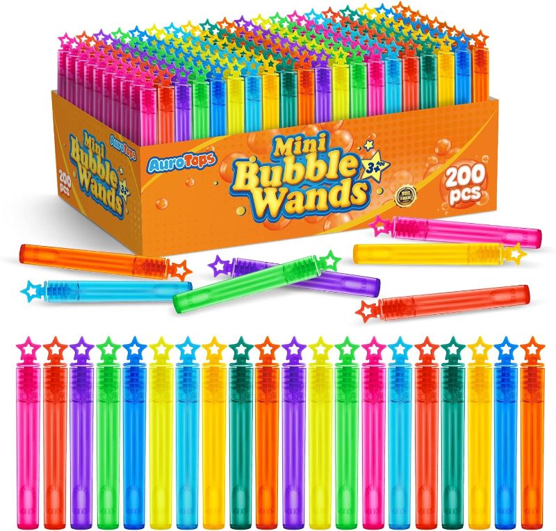 Photo 1 of 200 Pieces Mini Bubble Wands,Bubble Party Favors Assortment Toys for Kids,Themed Birthday, Halloween, Goodie Bags, Carnival Prizes, Wedding, Bubble Maker Toys for Kids,Outdoor Gifts for Girls & Boys
