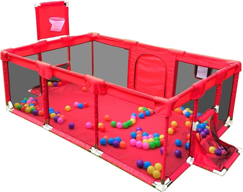Photo 1 of Gaorui Large Kids Baby Ball Pit - Portable Indoor Outdoor Baby Playpen Toddlers Children Safety Play Yard Fun Activities Popular Toys (Not Includes Balls) (Red)