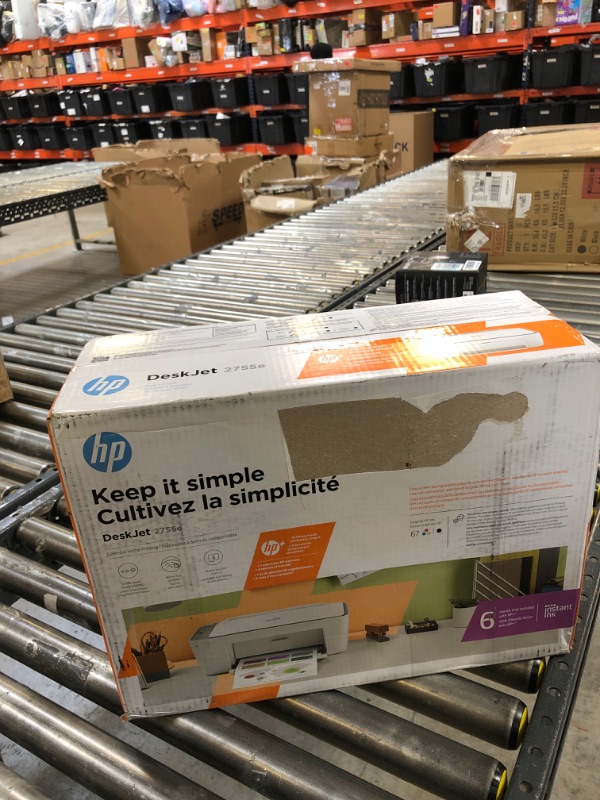 Photo 3 of HP DeskJet 2755e Wireless Color All-in-One Printer with bonus 6 months Instant Ink (26K67A), white (FACTORY SEALED)