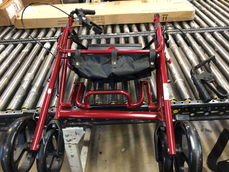 Photo 2 of Drive Medical 795BU Duet Folding Transport Wheelchair and Rollator Walker, Burgundy