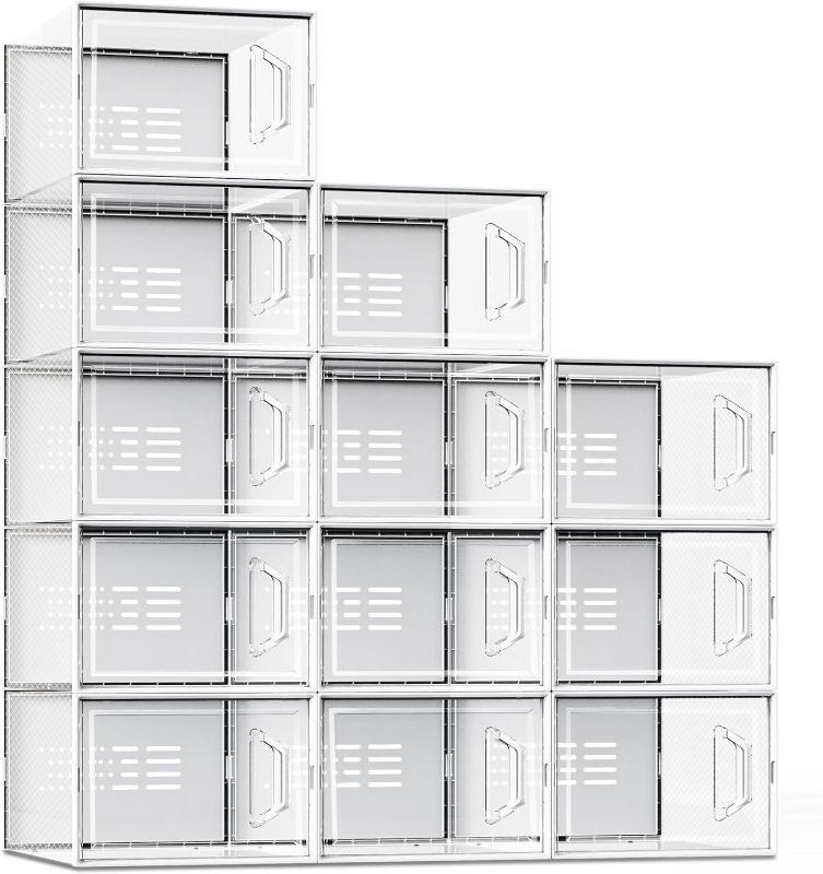 Photo 1 of SEE SPRING X-Large Shoe Storage Box Fit Size 11, Clear Plastic Stackable Shoe Organizer for Closet, Space Saving Sneaker Shoe Rack Containers Bins Holders for Entryway, Under Bed, 12 Pack Clear
