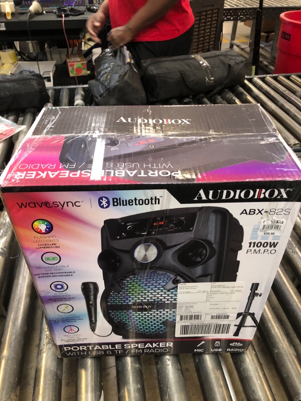 Photo 2 of AUDIOBOX ABX-82S Portable 8" PA Speaker with Stand, WaveSync™ Technology, Bluetooth, LED Lights, 1100W - Includes Microphone & USB Cable