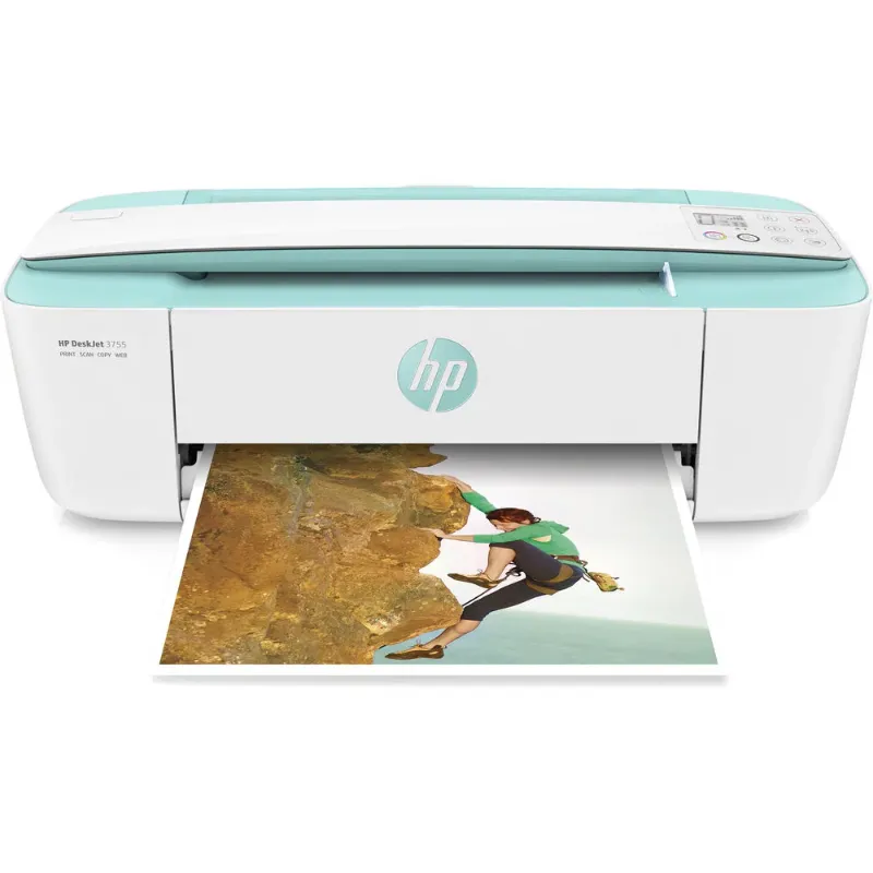 Photo 1 of Restored HP DeskJet 3755 NO INK Compact All-in-One Wireless Printer with Mobile Printing, Instant Ink ready NO INK (Green)- (Refurbished)
