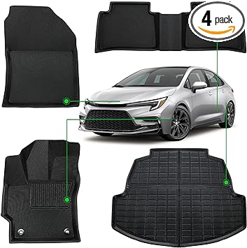 Photo 1 of DrCarNow for Toyota Corolla Floor Mats 2024 2023 2022 2021 2020, Custom Fit 1st & 2nd Row with Cargo Liner All-Weather Floor Liners for Corolla Sedan Accessories 2020-2024 (Not for Hatchback)
