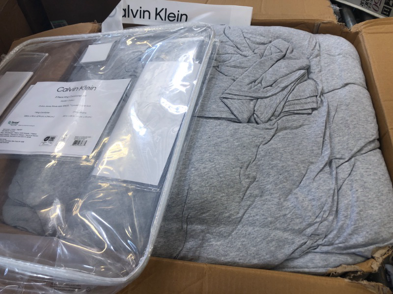 Photo 2 of Calvin Klein - King Comforter Set, Luxuriously Soft Home Decor, Modern Cotton Melange Jersey Bedding (Gunmetal Grey Heather, King) Gunmetal Grey Heather King