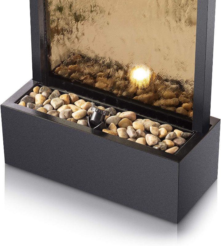 Photo 1 of Alpine Corporation MLT100 Mirror Waterfall Fountain with Stones and Light, 72", Bronze--------missing the mirror section ----bottom parts only 
