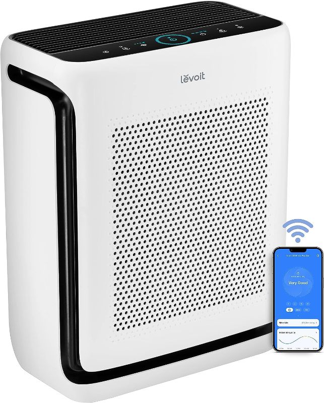 Photo 1 of LEVOIT Air Purifiers for Home Large Room Up to 1800 Ft² in 1 Hr with Washable Filters, Air Quality Monitor, Smart WiFi, HEPA Sleep Mode for Allergies, Pet Hair, Pollen in Bedroom, Vital 200S-P, White
