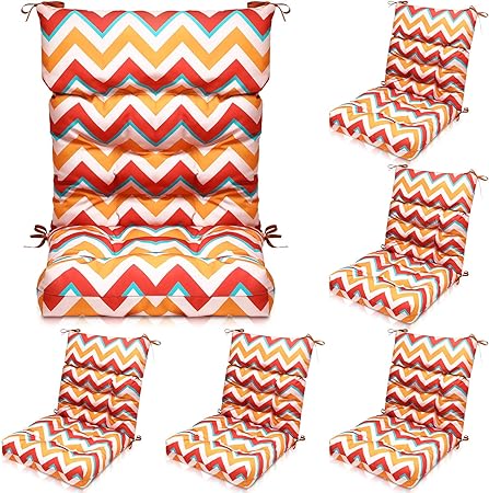 Photo 1 of Suzile 6 Pcs Outdoor High Back Chair Cushion Waterproof Patio Seat Back Cushion 21 x 44 x 3(H) '' Rocking Chair Cushion Cover Thickened Patio Chair Pad for Indoor Outdoor Patio Garden(Zigzag Line)
