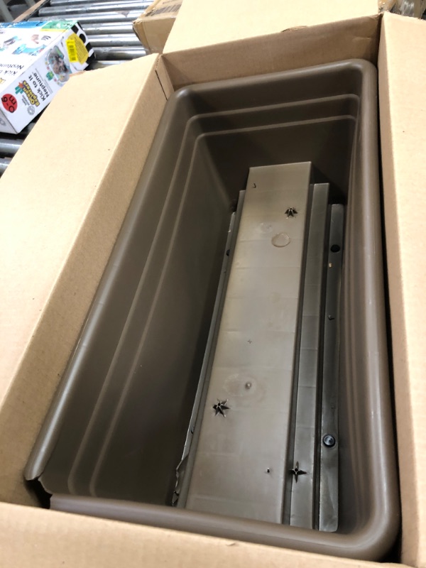 Photo 1 of The HC Companies 24 Inch Deck Railing Planter Box - Decorative Lightweight Weatherproof Plastic Plant Pot for Outdoor Balcony, Porch, Garden, Fence, Chocolate Color (2 Pack) Chocolate 24" - 2Pk