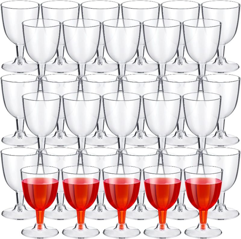 Photo 1 of Thenshop 200 Pack Disposable Plastic Wine Glasses with Stem, 6 oz Plastic Wine Glasses for Parties Disposable, Clear Plastic Champagne Cups for Weddings Birthdays Bridal Shower Graduations Parties
