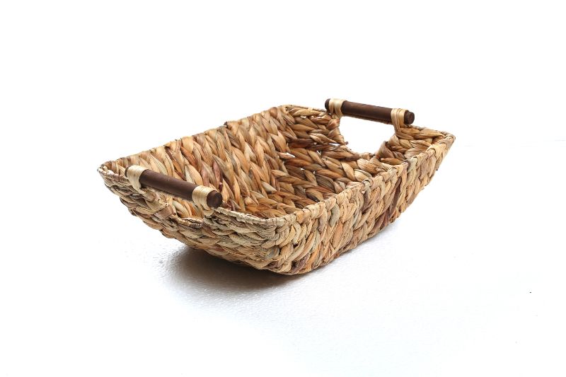 Photo 1 of 2pcs---15" Hyacinth & Wood Handled Basket by Trademark Innovations