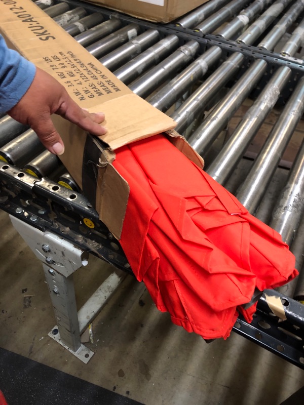 Photo 1 of JEAREY 7.5FT Patio Umbrella Market Table Umbrella with 6 Sturdy Ribs, Push Button Tilt/Crank Outdoor Umbrella for Garden, Deck, Backyard, Pool and Beach,Orange 7.5FT Orange