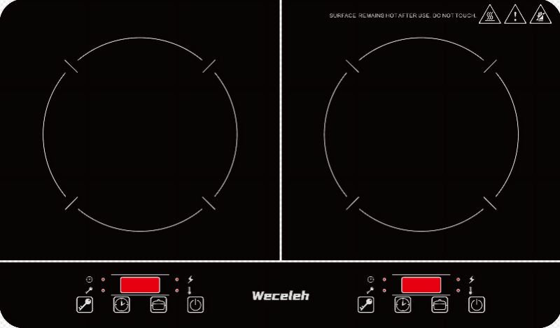 Photo 1 of Weceleh Portable Double Induction Cooktop 1800W, 2 Burner Electric Cooktop, Countertop Induction Stove Top, Hot Plate, Induction Burner with Timer, 10 Temp Levels, Child Lock, 110V-120V Plug, Black
